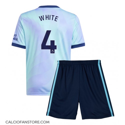 Maglia Calcio Arsenal Ben White #4 Terza Divisa Bambino 2024-25 Manica Corta (+ pantaloncini)